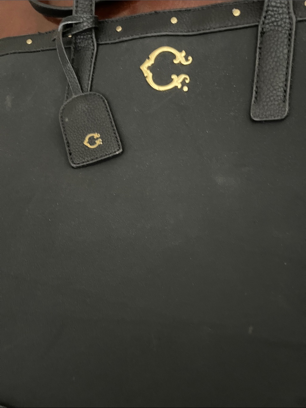 C. Wonder Black Leather Tote with Gold 'C' Logo - Picture 4 of 7